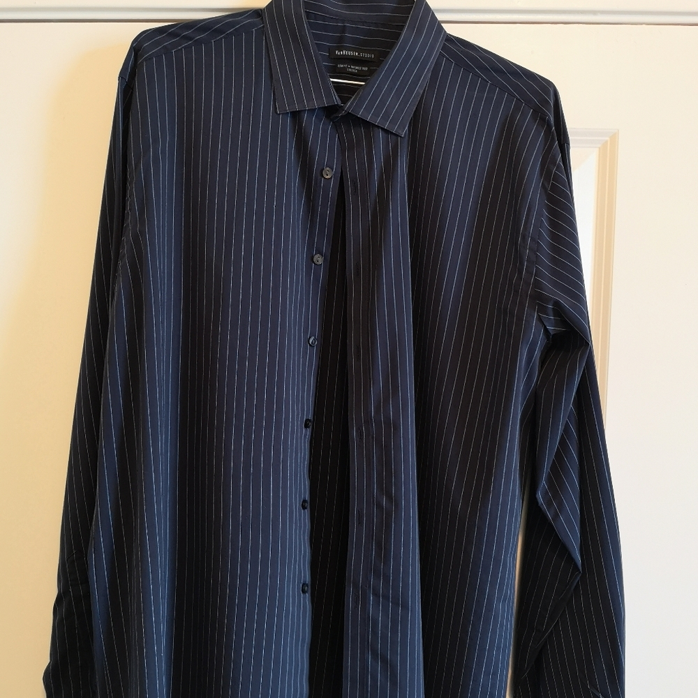 Van Heusen Studio Blue/Sky Blue Stripe Slim fit